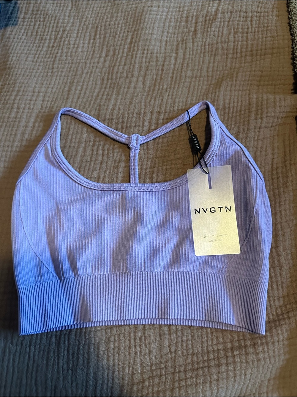 NVGTN Lavender Ribbed T-Back Sports Bralette